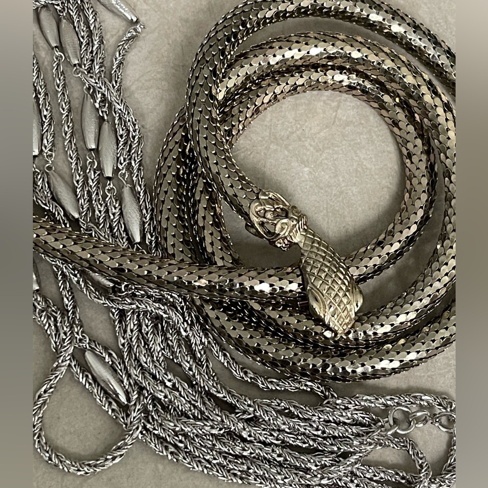 Vintage 60’s WHITING & DAVIS Gold Tone Mesh Snake Belt/ Necklace - Picture 16 of 16